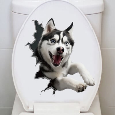 1 ks 3D vzor psa vodotesná PVC nálepka na toaletu kreatívne nálepky na WC do kúpeľne dekorácie do domácnosti roztomilé nálepky s výrazom myši