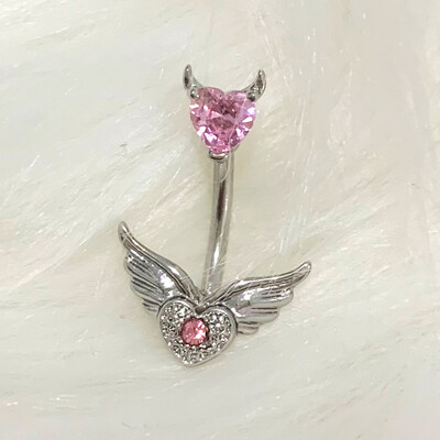 Y2K kūno aksesuarai nerūdijančio plieno sparnai Širdies pilvo auskarų vėrimas Seksualūs papuošalai Kūno auskarai Senoviniai rožiniai pilvo žiedai mada