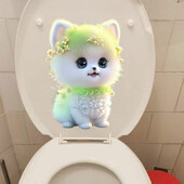 Autocolante de toaletă Pomeranian pentru toaletă Capac de toaletă Spătar Decor pentru câini Animal Accesorii de toaletă Decalcomanii autoadezivi de vinil