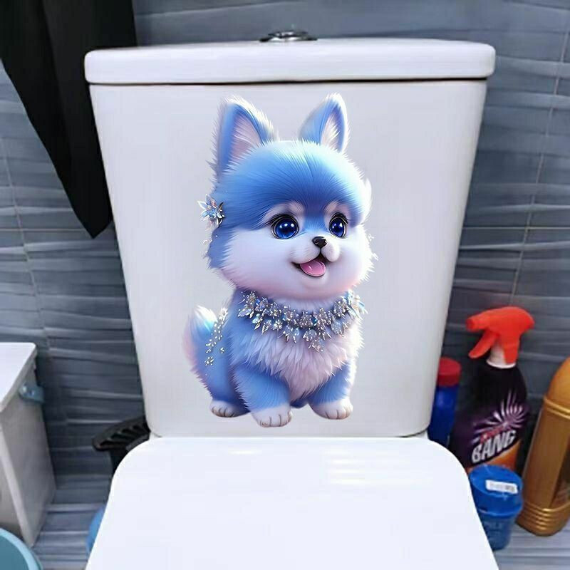 Autocolante de toaletă Pomeranian pentru toaletă Capac de toaletă Spătar Decor pentru câini Animal Accesorii de toaletă Decalcomanii autoadezivi de vinil