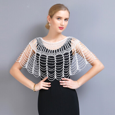Croșetat, lucrat manual, scobit, șal din anii 1920, învelișuri Gatsby pentru petrecere, pelerina de seară cu margele, șal de mireasă, bolero, acoperire