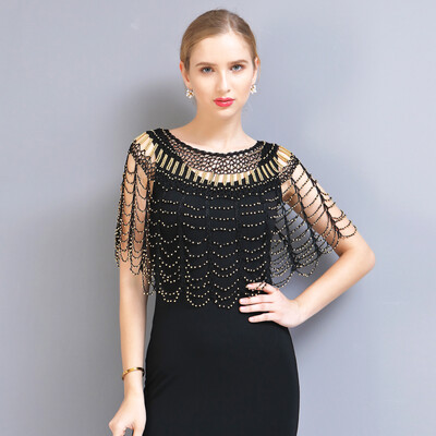 Croșetat, lucrat manual, scobit, șal din anii 1920, învelișuri Gatsby pentru petrecere, pelerina de seară cu margele, șal de mireasă, bolero, acoperire