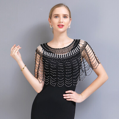 Croșetat, lucrat manual, scobit, șal din anii 1920, învelișuri Gatsby pentru petrecere, pelerina de seară cu margele, șal de mireasă, bolero, acoperire