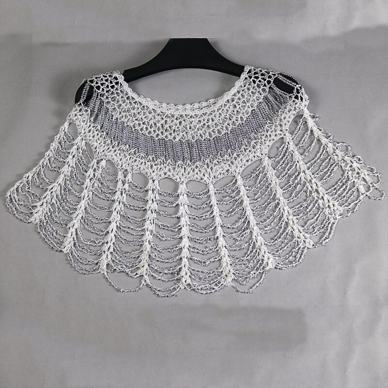 Croșetat, lucrat manual, scobit, șal din anii 1920, învelișuri Gatsby pentru petrecere, pelerina de seară cu margele, șal de mireasă, bolero, acoperire