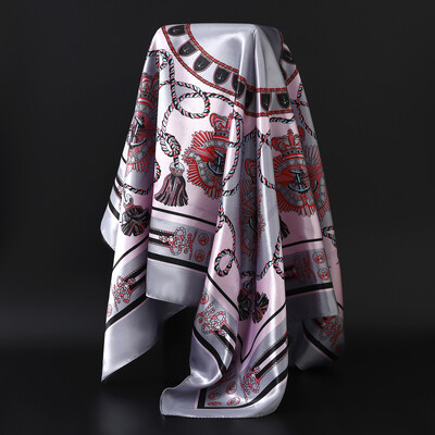 90X90CM Μαντίλι Ευρώπης και Αμερικής Fashion Bandannas Four Seasons Πολυτελή τετράγωνα μεταξωτά κασκόλ Νέα αντηλιακά σάλια με στάμπα