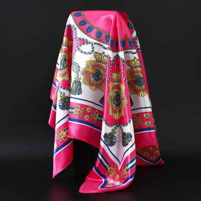 90X90CM Μαντίλι Ευρώπης και Αμερικής Fashion Bandannas Four Seasons Πολυτελή τετράγωνα μεταξωτά κασκόλ Νέα αντηλιακά σάλια με στάμπα