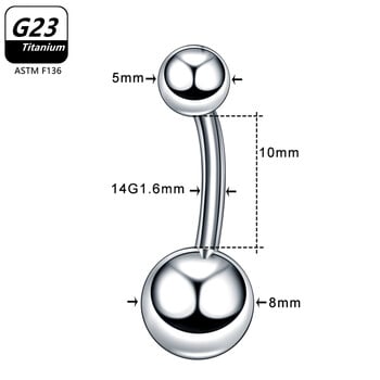 1/5 τεμ. ASTM F136 G23 Titanium 14G Κοσμήματα με κοιλιά Ομφαλός Nombril Piercing CZ Sexy Women Body Jewelry Ombligo Χονδρική