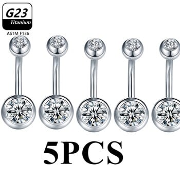 1/5 τεμ. ASTM F136 G23 Titanium 14G Κοσμήματα με κοιλιά Ομφαλός Nombril Piercing CZ Sexy Women Body Jewelry Ombligo Χονδρική