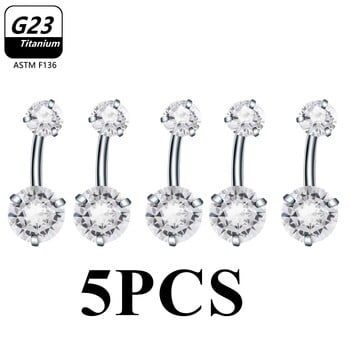 1/5 τεμ. ASTM F136 G23 Titanium 14G Κοσμήματα με κοιλιά Ομφαλός Nombril Piercing CZ Sexy Women Body Jewelry Ombligo Χονδρική