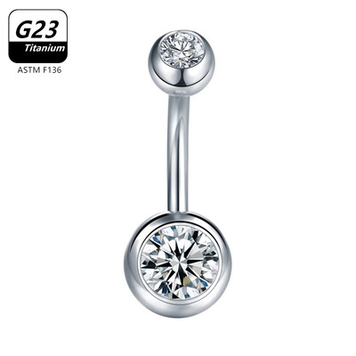 1/5db ASTM F136 G23 Titán 14G Köldökgyűrű Köldök Nombril Piercing CZ Szexi Női Testékszerek Ombligo Nagyker