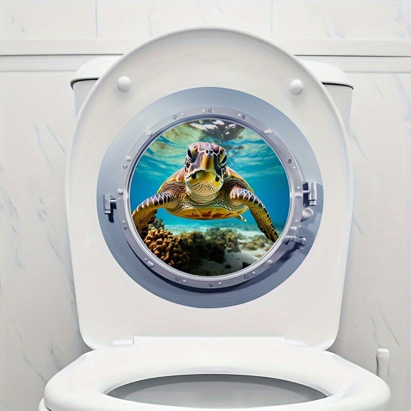 Povandeninio laivo kabinos durys 3D vėžlys tualeto lipdukai Vonios kambario aksesuarai Tualeto vonios sienų lipdukai Gyvūnų vandeniui atsparus namų dekoravimas