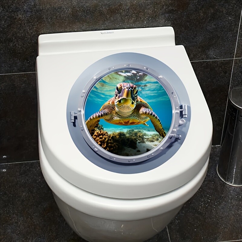 Povandeninio laivo kabinos durys 3D vėžlys tualeto lipdukai Vonios kambario aksesuarai Tualeto vonios sienų lipdukai Gyvūnų vandeniui atsparus namų dekoravimas