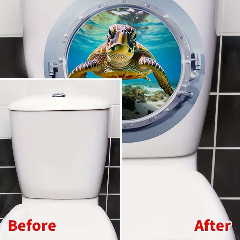 Povandeninio laivo kabinos durys 3D vėžlys tualeto lipdukai Vonios kambario aksesuarai Tualeto vonios sienų lipdukai Gyvūnų vandeniui atsparus namų dekoravimas