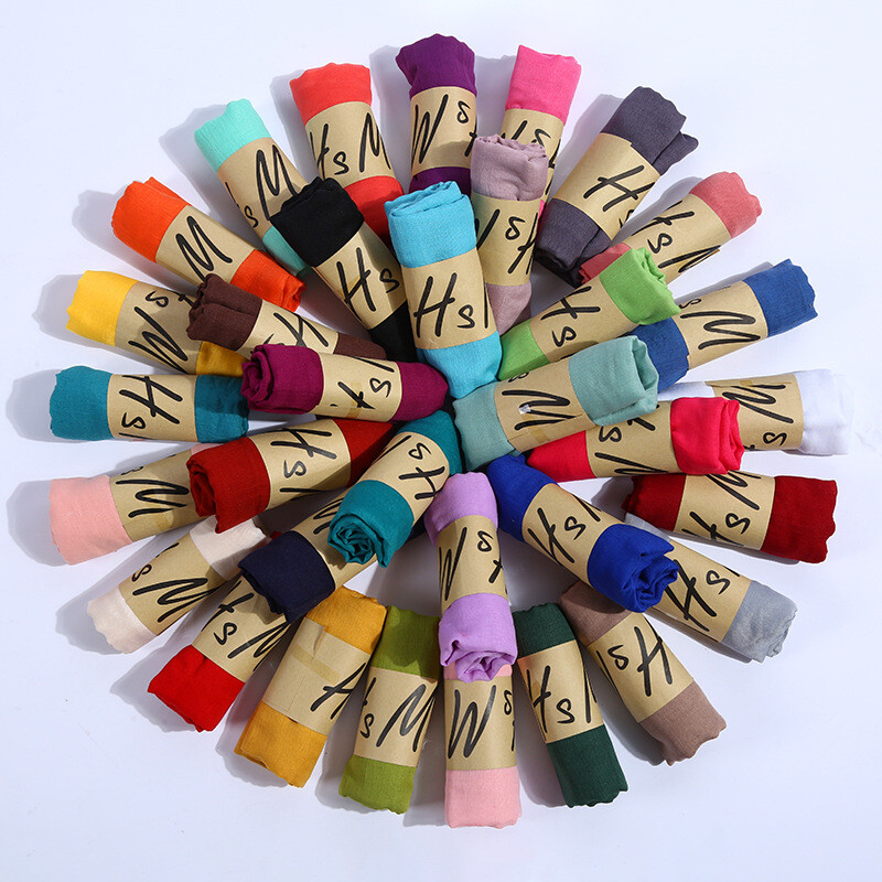 2024 új női pamut vászon sál Hidzsáb muszlim hosszú fejkendő sálak egyszínű puha női foulard strand sál