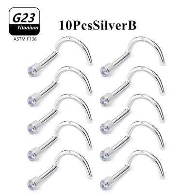 10 DB/tétel G23 titán, népszerű CZ orrcsapos gyűrű piercing 20 g labda divat septum szegecs mini fülbevaló test ékszer nagykereskedés