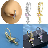 Piercing do nosa s motívom srdca z CZ pre ženy, vysoko kvalitné medené piercingové šperky do tela
