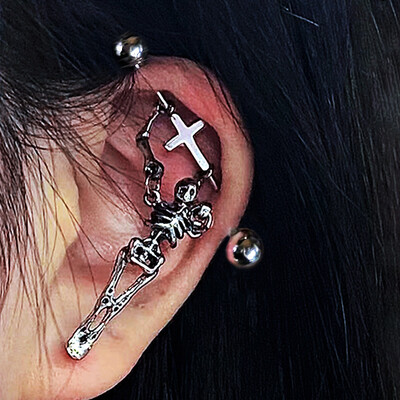 Goth Skull Inox Industrial Piercing Ear Pierc Naušnice Hrskavica Helix Ear Stud Uteg Pierc 16g Nakit Punk Body