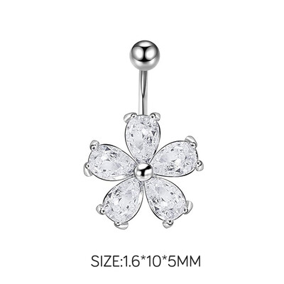 Piercing do pupka z nehrdzavejúcej ocele, visiace šperky s kvetmi, roztomilé gotické dámske sexy piercing do pupka