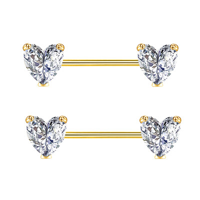 1 pár 1,6 x 16 mm biele červené zirkónové krúžky do bradaviek so srdcom, krištáľové piercing do bradavky, sexy dámske šperky do bradaviek, náušnice Helix.