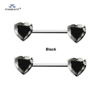 1 pár 1,6 x 16 mm biele červené zirkónové krúžky do bradaviek so srdcom, krištáľové piercing do bradavky, sexy dámske šperky do bradaviek, náušnice Helix.