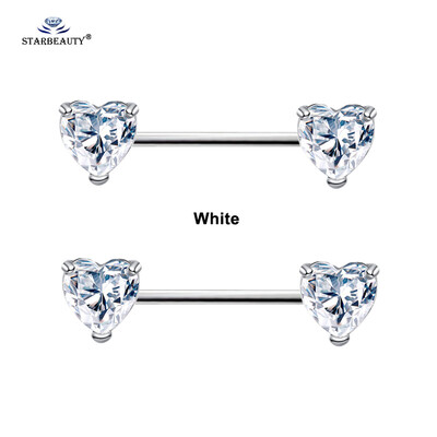 1 pár 1,6 x 16 mm biele červené zirkónové krúžky do bradaviek so srdcom, krištáľové piercing do bradavky, sexy dámske šperky do bradaviek, náušnice Helix.