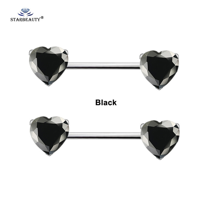 1 pár 1,6 x 16 mm biele červené zirkónové krúžky do bradaviek so srdcom, krištáľové piercing do bradavky, sexy dámske šperky do bradaviek, náušnice Helix.