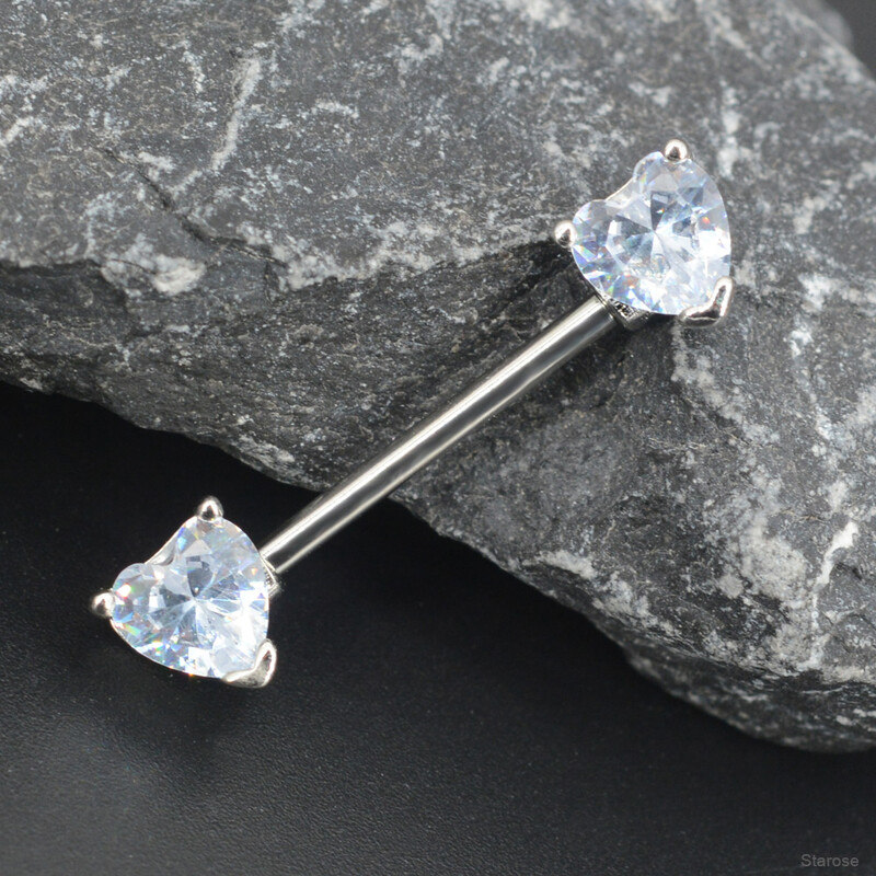 1 pár 1,6 x 16 mm biele červené zirkónové krúžky do bradaviek so srdcom, krištáľové piercing do bradavky, sexy dámske šperky do bradaviek, náušnice Helix.