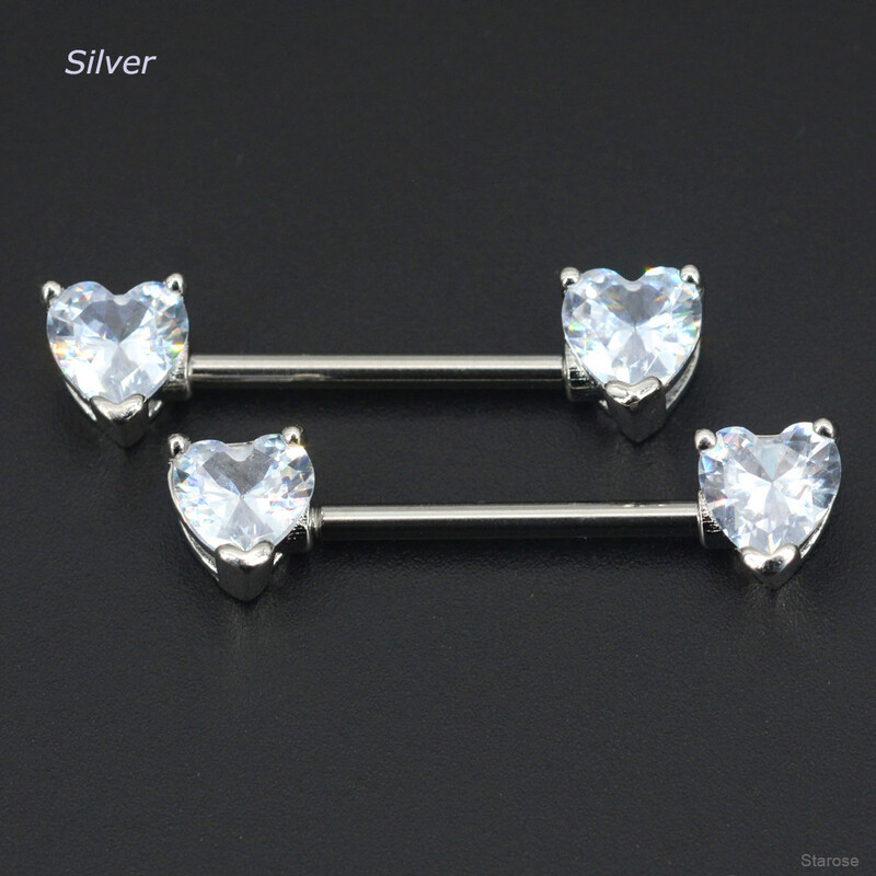 1 pár 1,6 x 16 mm biele červené zirkónové krúžky do bradaviek so srdcom, krištáľové piercing do bradavky, sexy dámske šperky do bradaviek, náušnice Helix.