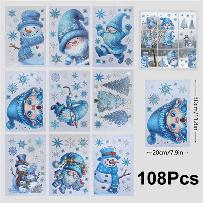 Blizgūs sidabriniai kalėdiniai lipdukai Kalėdų senelis nykštukas sniego senelis Kalėdų eglutė stiklo lango lipdukai Linksmų Kalėdų Naujųjų Metų vakarėlio dekoras