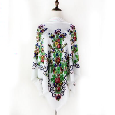 Virágmintás négyzet alakú női sál, vékony négyzet alakú sál, légáteresztő kendő, tengerparti stóla, luxus kendő, 130*130 cm