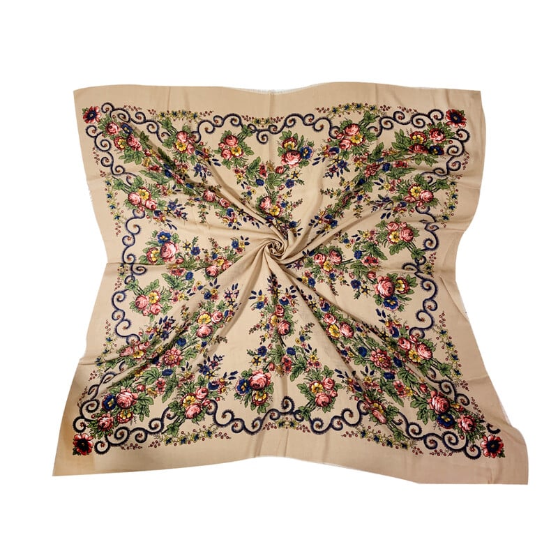 Virágmintás négyzet alakú női sál, vékony négyzet alakú sál, légáteresztő kendő, tengerparti stóla, luxus kendő, 130*130 cm