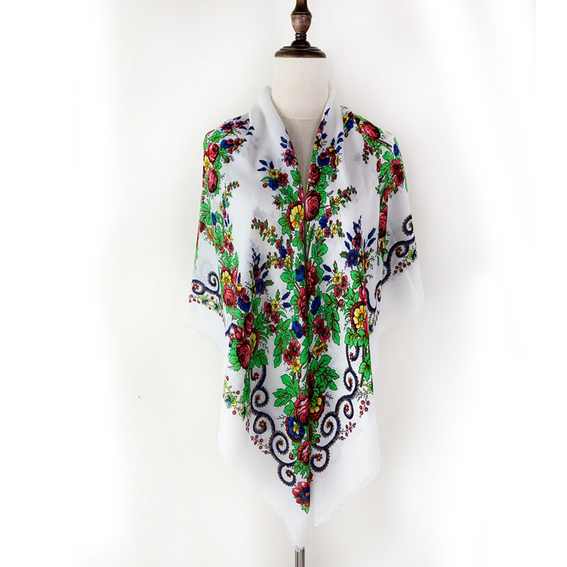 Virágmintás négyzet alakú női sál, vékony négyzet alakú sál, légáteresztő kendő, tengerparti stóla, luxus kendő, 130*130 cm