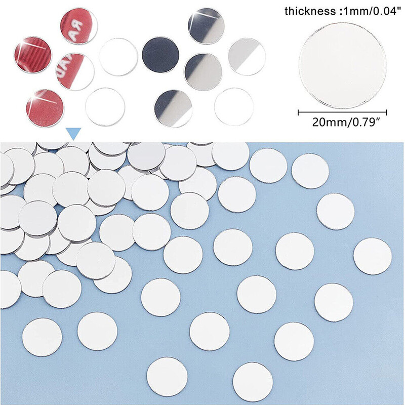 50PCS 2CM кръгъл акрилен стикер за огледало Самозалепващ се декор за стена за хол Направи си сам