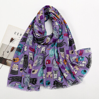 Jazavčar Pas Mačka Uzorak Rese Šal od viskoze Ženski print Mekani svestrani šalovi otporni na hladnoću i marame Pashmina Muslimanski hidžab