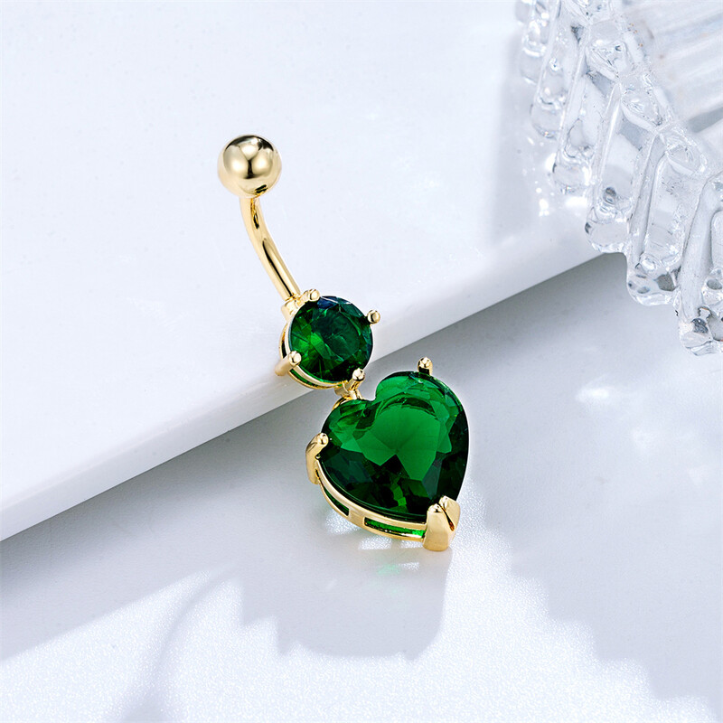 Veliki kristalni cirkon u obliku srca viseći piercing za trbuh od kirurškog čelika Nakit za tijelo za žene 14G 10 mm zakrivljeni uteg Seksi prsten za pupak