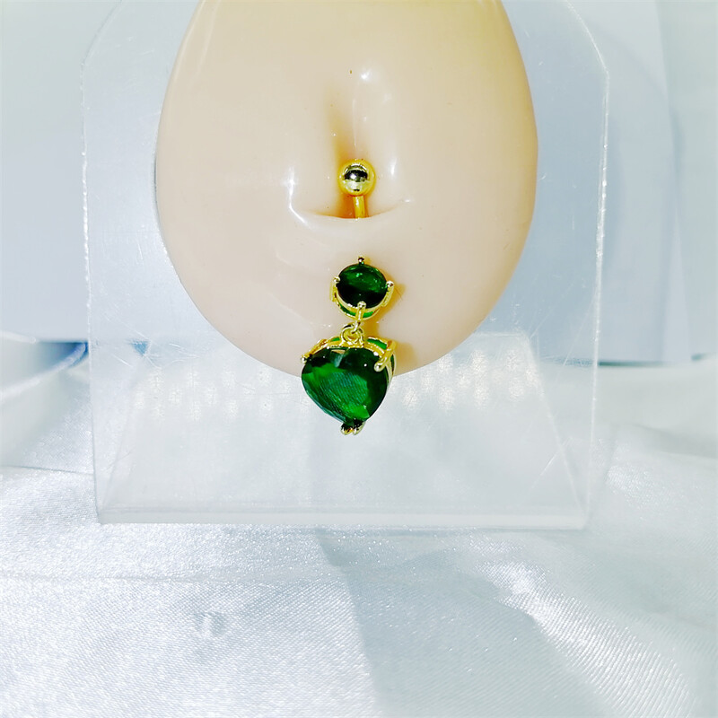 Veliki kristalni cirkon u obliku srca viseći piercing za trbuh od kirurškog čelika Nakit za tijelo za žene 14G 10 mm zakrivljeni uteg Seksi prsten za pupak