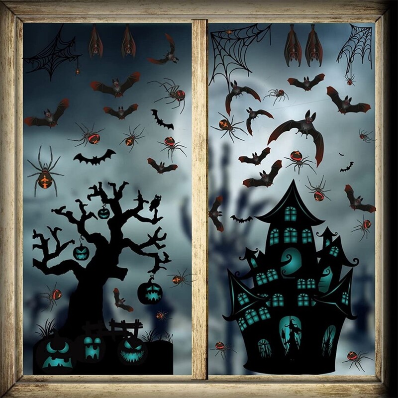 Balenie 6 nálepiek na stenu s dekoráciou hradu pre Halloween, nálepka na okno, kreatívna nálepka na stenu