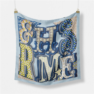 Svileni šal od kepera Ženska slika Oslikana slova Četvrtasti šalovi Bandana Mali hidžab Svileni rubci Kravata Traka za glavu Marap 53CM