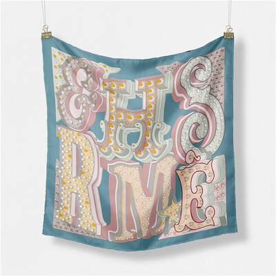 Svileni šal od kepera Ženska slika Oslikana slova Četvrtasti šalovi Bandana Mali hidžab Svileni rubci Kravata Traka za glavu Marap 53CM