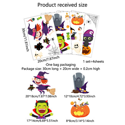 Autocolante de fereastră cu fantome de dovleac drăguț de desene animate de Halloween pentru sufragerie, magazin de petreceri, ferestre, aderență statică, autocolante detașabile pentru ferestre