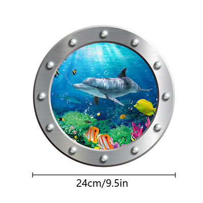 24 cm gaismas imitēts iluminators sienas uzlīmes okeāna vaļi haizivis bruņurupuči Zivis zemūdens logu ainavas PVC mājas dekorēšana
