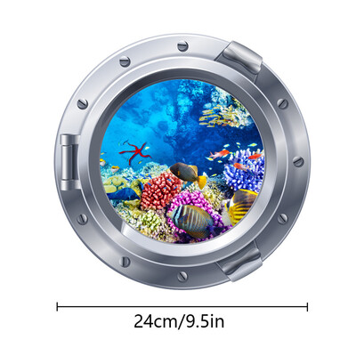 24 cm gaismas imitēts iluminators sienas uzlīmes okeāna vaļi haizivis bruņurupuči Zivis zemūdens logu ainavas PVC mājas dekorēšana