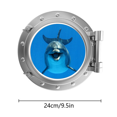 24 cm gaismas imitēts iluminators sienas uzlīmes okeāna vaļi haizivis bruņurupuči Zivis zemūdens logu ainavas PVC mājas dekorēšana