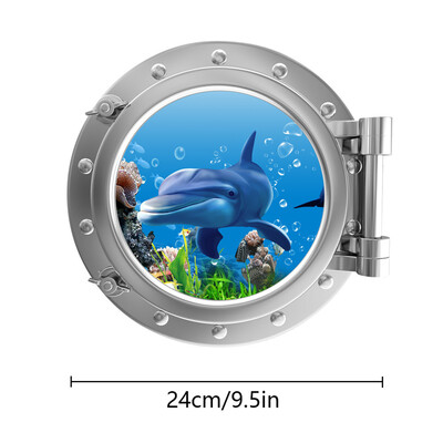 24 cm gaismas imitēts iluminators sienas uzlīmes okeāna vaļi haizivis bruņurupuči Zivis zemūdens logu ainavas PVC mājas dekorēšana