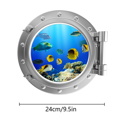 24 cm gaismas imitēts iluminators sienas uzlīmes okeāna vaļi haizivis bruņurupuči Zivis zemūdens logu ainavas PVC mājas dekorēšana