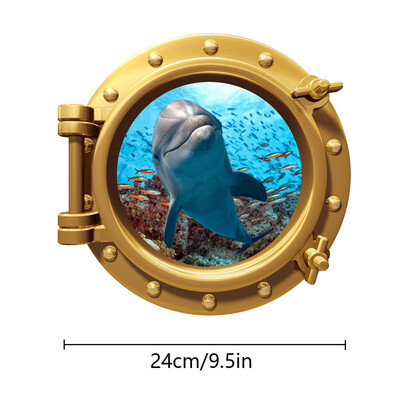 24 cm gaismas imitēts iluminators sienas uzlīmes okeāna vaļi haizivis bruņurupuči Zivis zemūdens logu ainavas PVC mājas dekorēšana