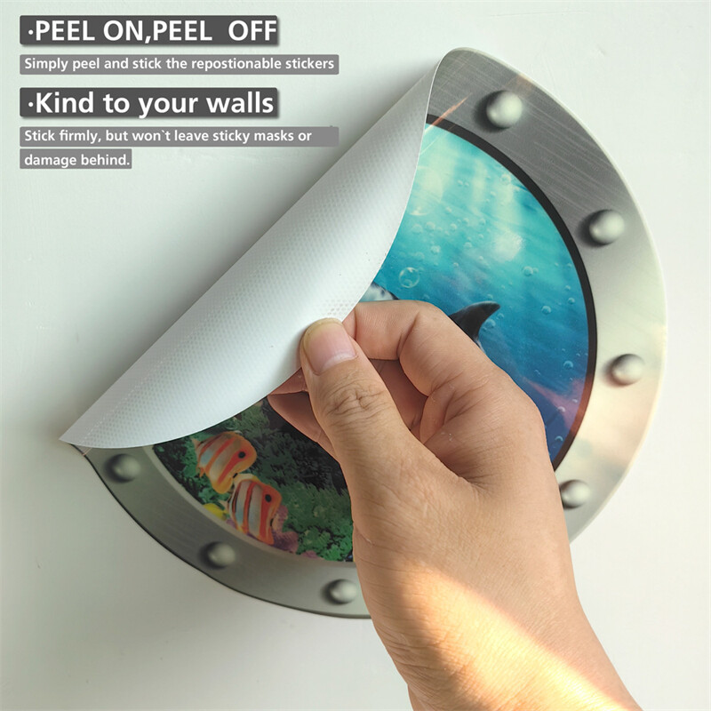 24 cm gaismas imitēts iluminators sienas uzlīmes okeāna vaļi haizivis bruņurupuči Zivis zemūdens logu ainavas PVC mājas dekorēšana