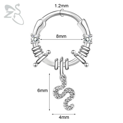 Piercing do nosa z nehrdzavejúcej ocele 16G s krištáľom CZ, 1 kus, septum krúžok, pavučina, srdce, piercing do ucha, chrupavky, náušnice, šperky
