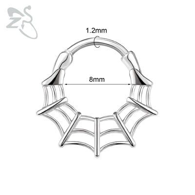 Piercing do nosa z nehrdzavejúcej ocele 16G s krištáľom CZ, 1 kus, septum krúžok, pavučina, srdce, piercing do ucha, chrupavky, náušnice, šperky