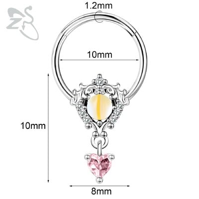 Piercing do nosa z nehrdzavejúcej ocele 16G s krištáľom CZ, 1 kus, septum krúžok, pavučina, srdce, piercing do ucha, chrupavky, náušnice, šperky